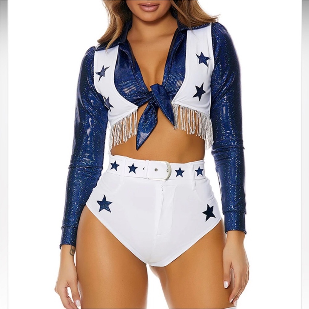 Forplay Seeing Stars Sexy Cowboy Cheerleader Adult Costume Size XS/S New